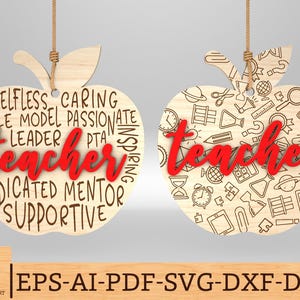 Teacher Ornament SVG, Teacher Life svg, Teacher Appreciation Ornament svg, Teacher Ornament Laser cut files, Glowforge svg files