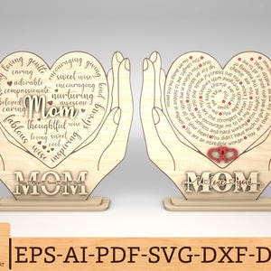 Personalized Holding Heart Hand Stand Decor SVG, Gift for Mom,Mothers Day svg,Mothers Day Gifts svg,Glowforge svg files,Laser cut files