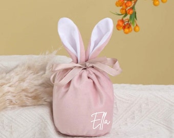 Easter Bags | Velvet Easter Bunny Basket | Personalised Easter Bag | Custom Kids Easter Bucket | Easter Gift | Easter egg hunt