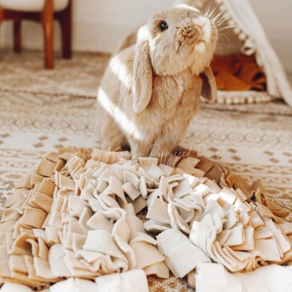 Rainbow Fleece Snuffle Mat: Forager Slow Feeder Puzzle Toy | Little Loppy Linen