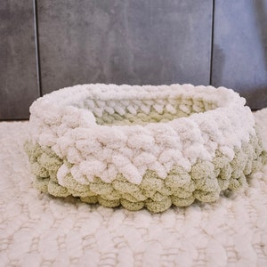 Chunky Hand Knit Pet Bed Boho Pet Decor Aesthetic Pet Beds Washable Durable Pet Bed for cats, dogs, bunnies, guinea pigs, ferrets image 6