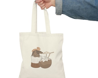 BOOZY BUNNIES: Whiskey + Malibu Natural Tote Bag