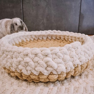 Chunky Hand Knit Pet Bed Boho Pet Decor Aesthetic Pet Beds Washable Durable Pet Bed for cats, dogs, bunnies, guinea pigs, ferrets image 7