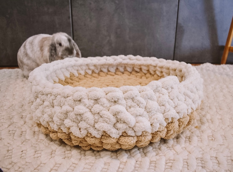 Chunky Hand Knit Pet Bed Boho Pet Decor Aesthetic Pet Beds Washable Durable Pet Bed for cats, dogs, bunnies, guinea pigs, ferrets image 7