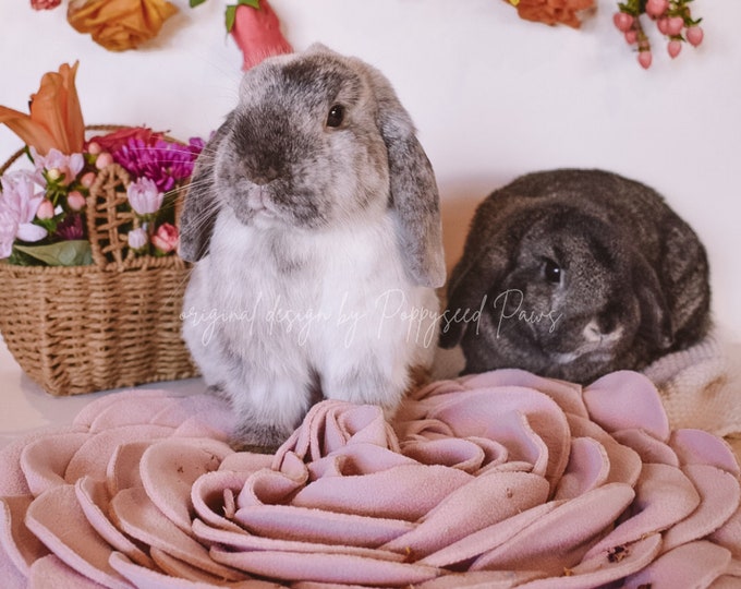 Original Flower Forager Snuffle Mat & Aesthetic Fleece Slow Feeder Puzzle for Rabbits | Small Pet Toys