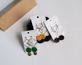 Solid "Golden" - Square Dangle Earrings