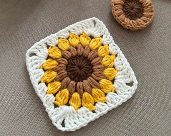 Easy Sunflower Square Pattern, Crochet Sunflower Pattern, Simple Crochet Sunflower Pattern, PDF Instant Download, Sunflower Pattern