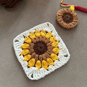 Easy Sunflower Square Pattern, Crochet Sunflower Pattern, Simple Crochet Sunflower Pattern, PDF Instant Download, Sunflower Pattern