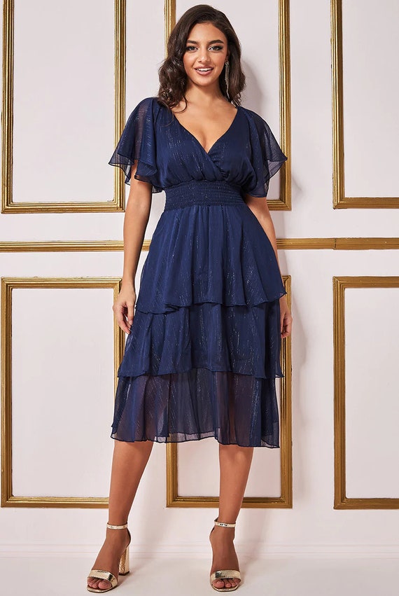 Navy clearance layered dress