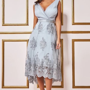 Hi Low Dress (Grey) mother of bride/groom,  wedding guest,   cocktail,   ball,  cruise,  special event