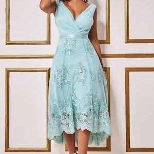 Hi Low Dress (Sage Green) mother of bride/groom,  wedding guest,   cocktail,   ball,  cruise,  special event