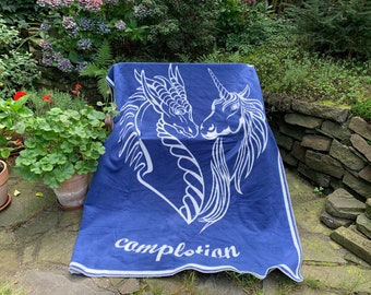 Einhorn & Drachen Meditationsdecke | Energie Decke | Kuscheldecke