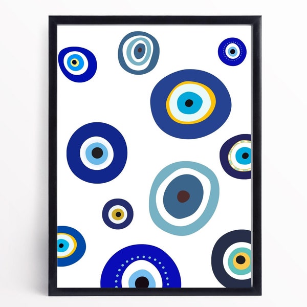 Evil Eye Wall Art| evil eye digital print, evil eye, evil eye wall decor, instant download, evil eye poster, Mal de ojo, nazar,blue evil eye
