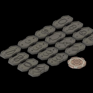 STL Kessel Sabacc shift-token och kredituppsättning, fan art inspirerad av Star Wars Outlaws för 3D-utskrift, Lonely Droid Counter