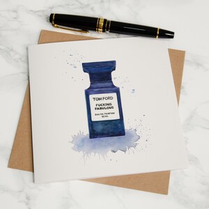Karta z pozdrowieniami, Wybierz swój projekt, Pusta karta, Akwarela Butelka perfum, Sztuka perfum, Ilustracja perfum