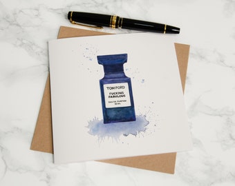 Greetings Card, Choose Your Design, Blank Card, Watercolour Perfume Bottle, Fragrance Art, Perfume Illustration