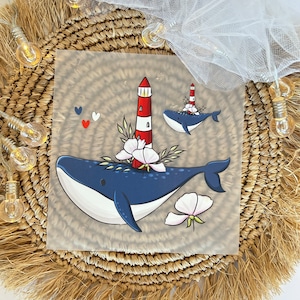 Iron-on picture WHALE lighthouse sea maritime