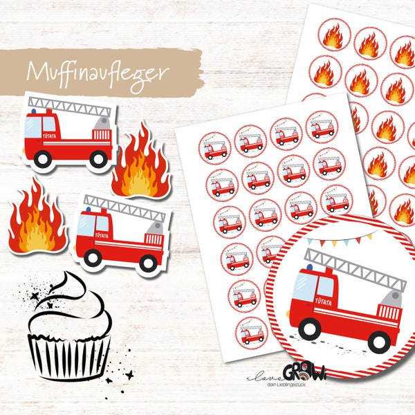 Edible fire engine muffin topper