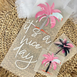Bügelbild PALME pink Sommer Shirt it's a nice day - DTF Transfer Bügelpatch zum aufbügeln Applikation Patch ilovegrowi
