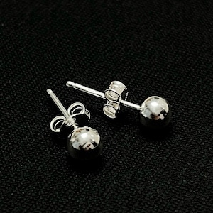 Solid .925 Sterling Silver Round Ball Stud Earrings High Polished Push Backed UNISEX 3MM, 4MM, 5MM