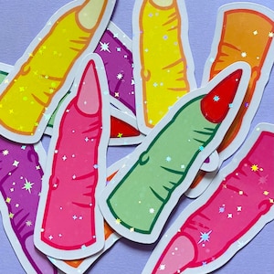 Plastic Witch Finger | Holo Star Glitter | Vinyl Sticker Decal