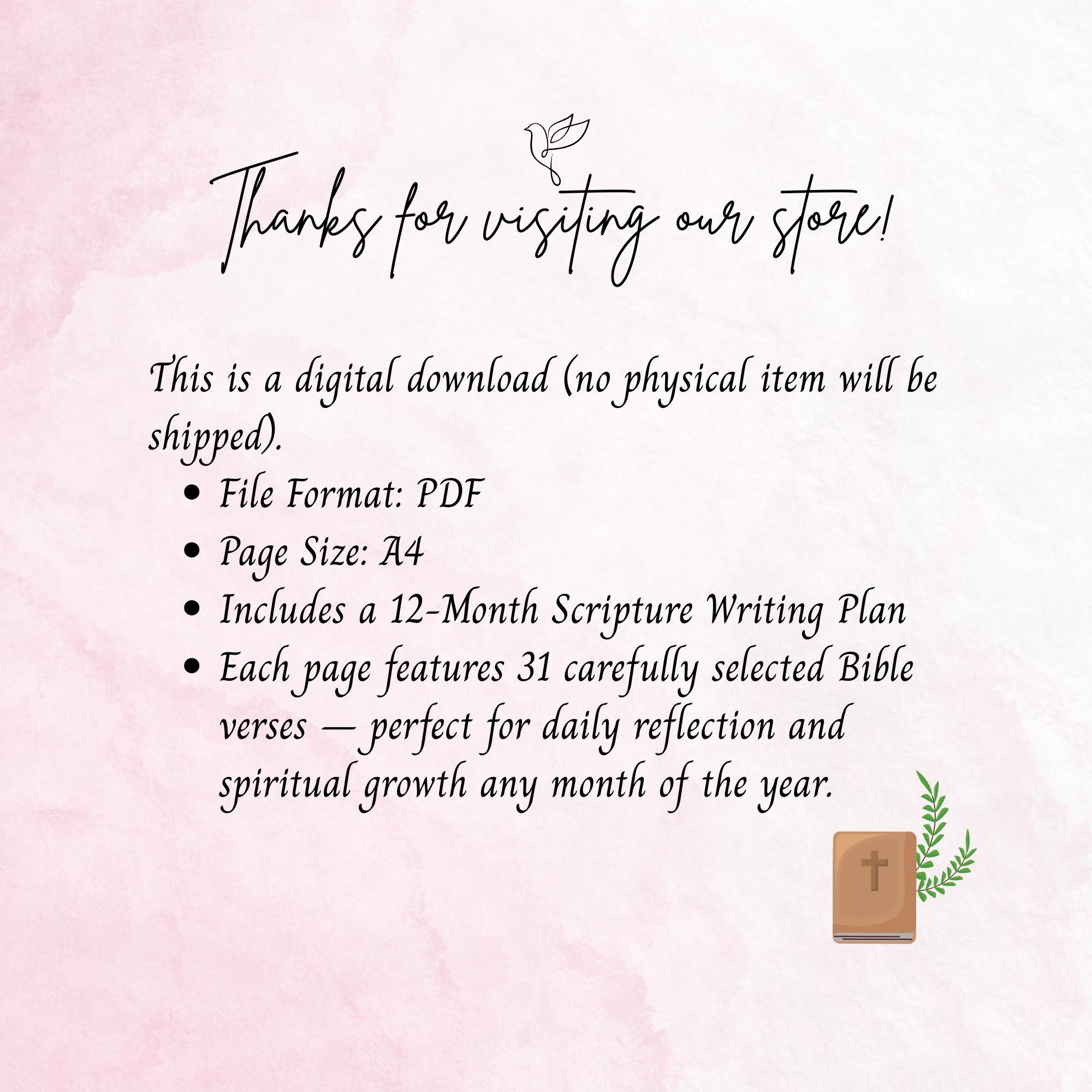 Scripture Writing Plan Printable – 12-month Bible Study & Scripture ...