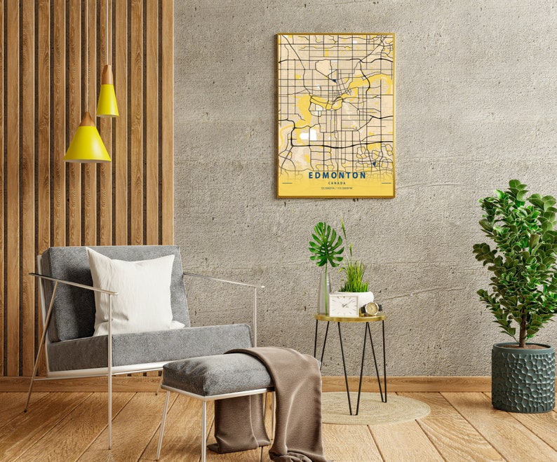 Edmonton Map Poster Alberta Wall Map Art Edmonton Digital Etsy