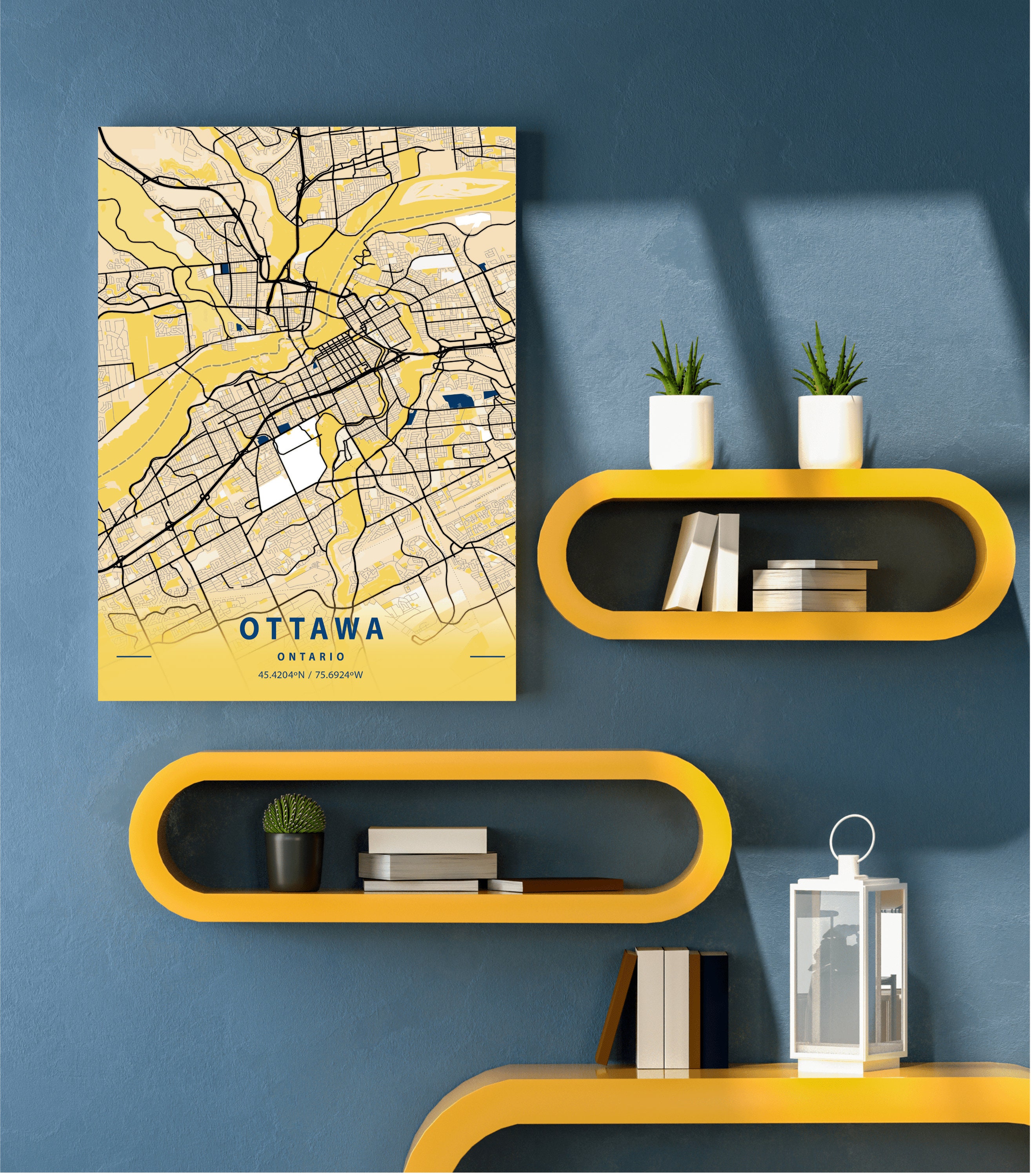 Ottawa Map Art, Ontario City Map Wall Art, Ottawa Map Digital Print