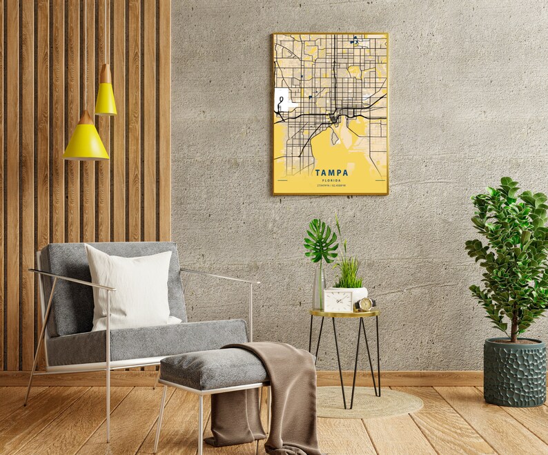 Tampa Map Printable Tampa Florida Map Tampa FL Wall Art Etsy Canada