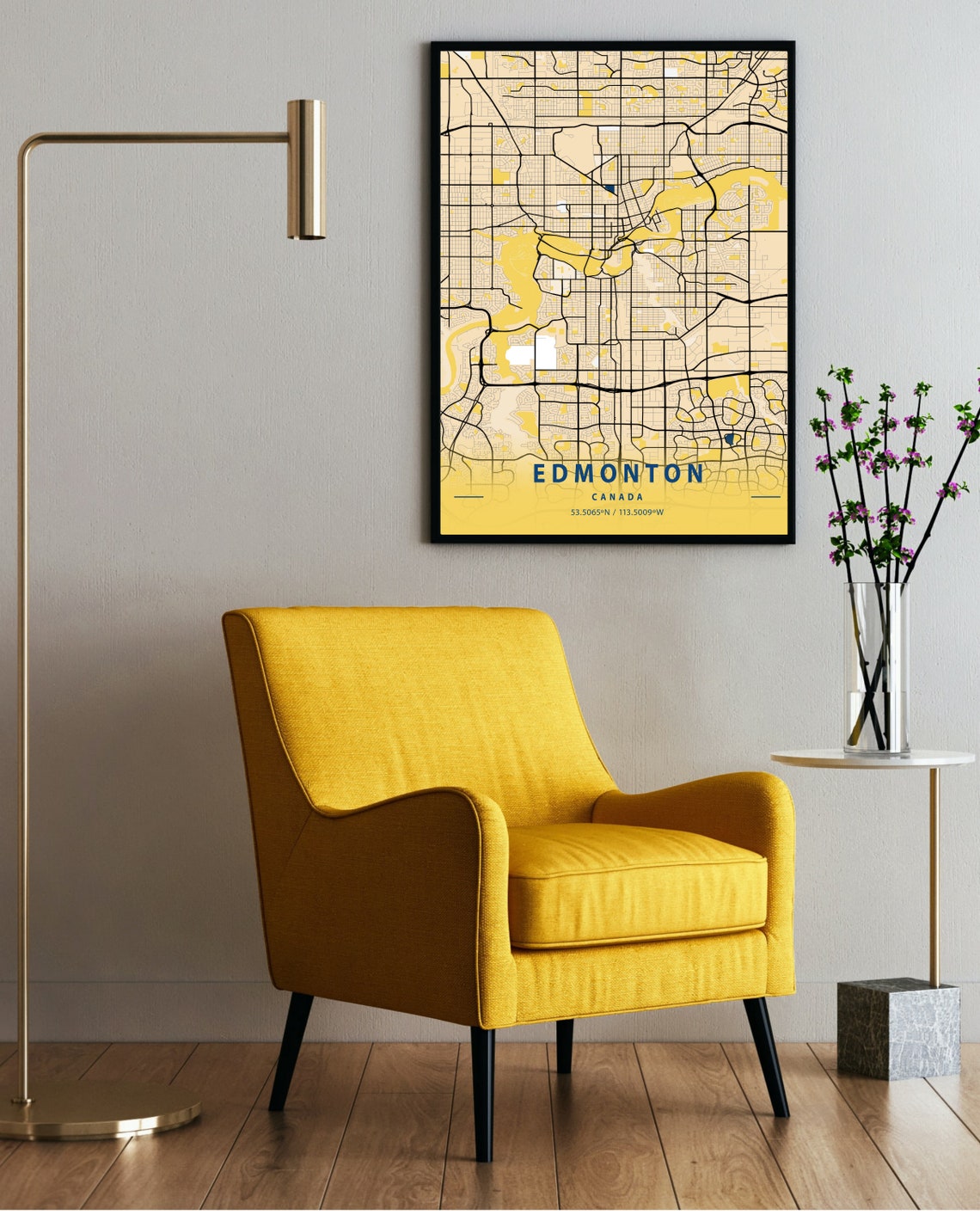 Edmonton Map Poster Alberta Wall Map Art Edmonton Digital Etsy