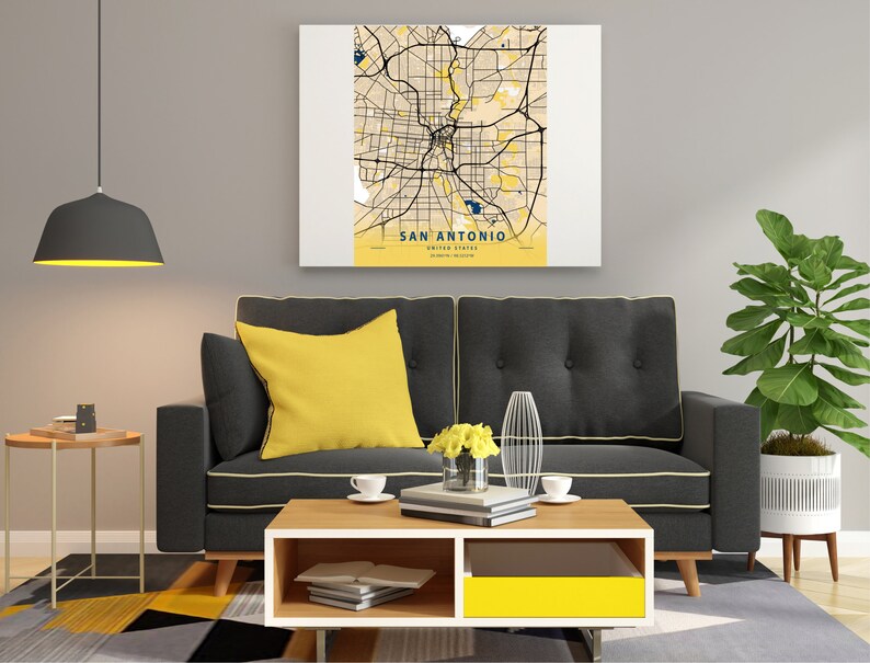 San Antonio Map Art San Antonio TX Wall Art San Antonio City Etsy