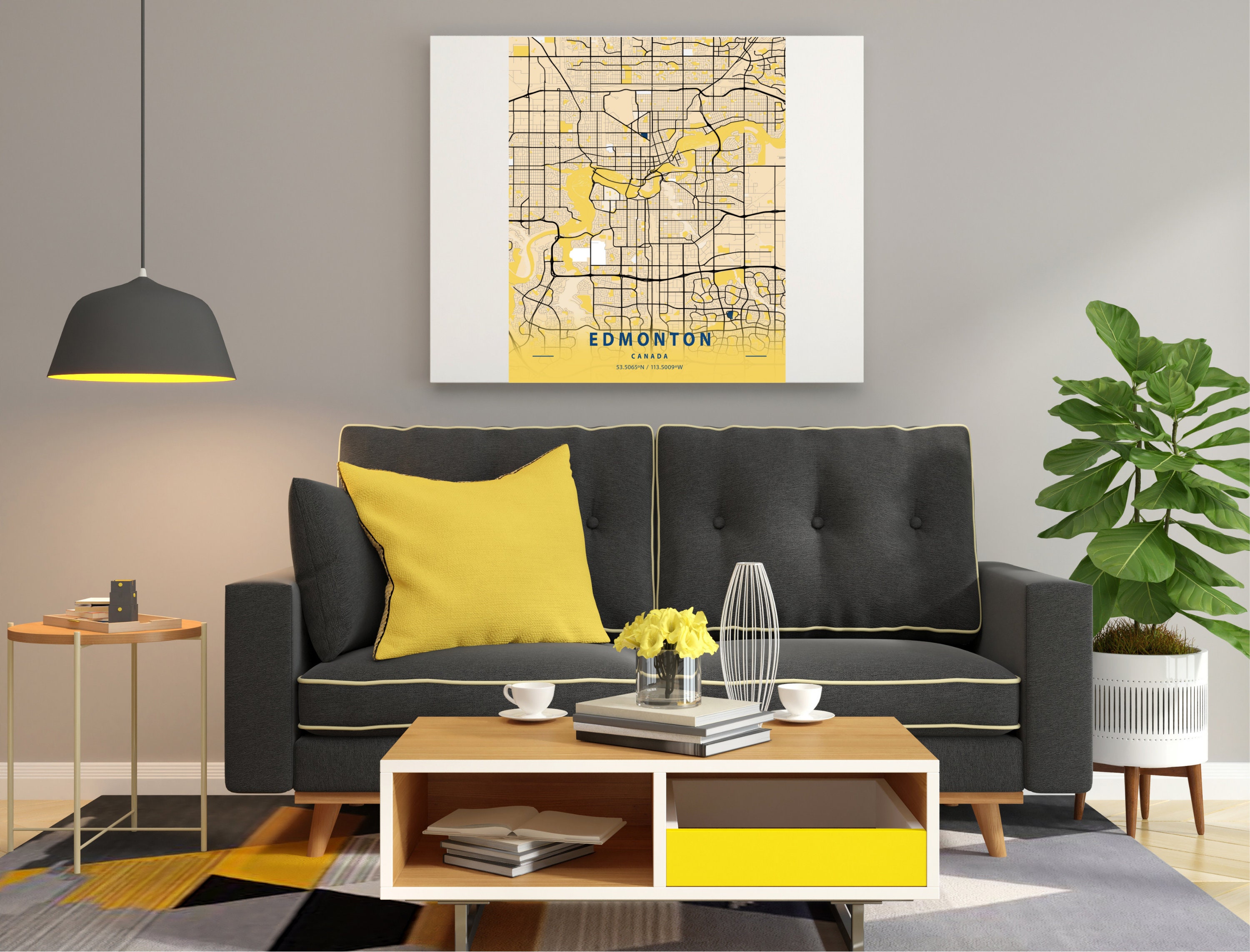 Edmonton Map Poster Alberta Wall Map Art Edmonton Digital Etsy