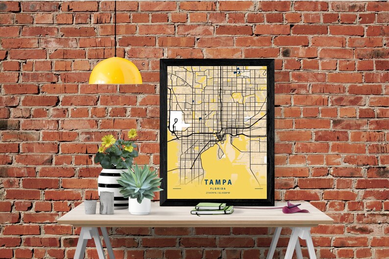 Tampa Map Printable Tampa Florida Map Tampa FL Wall Art Etsy Canada