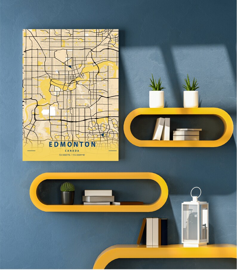 Edmonton Map Poster Alberta Wall Map Art Edmonton Digital Etsy