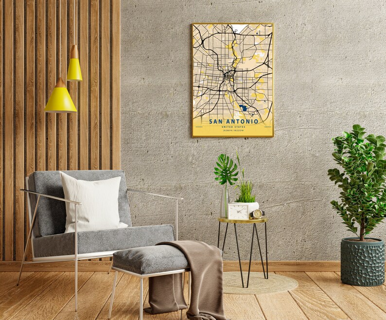 San Antonio Map Art San Antonio TX Wall Art San Antonio City Etsy