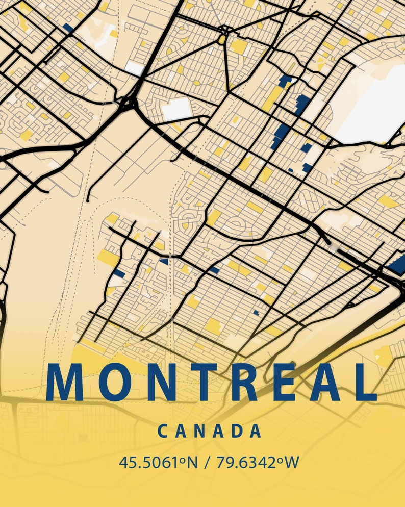 Montreal Map, Canada Map Wall Art, Montreal Poster Print, Canada