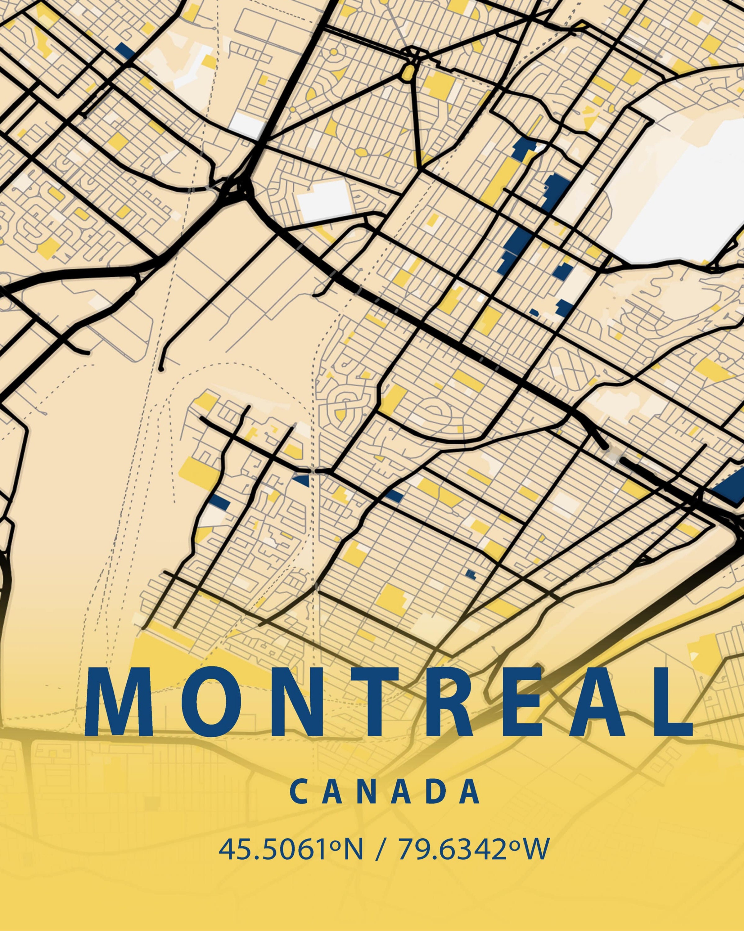 Montreal Map, Canada Map Wall Art, Montreal Poster Print, Canada