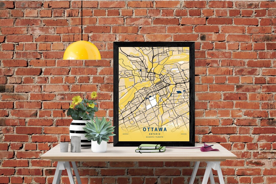 Ottawa Map Art, Ontario City Map Wall Art, Ottawa Map Digital Print, Ontario Poster Art