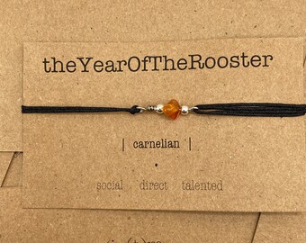 Year of the Rooster Crystal Bracelet Carnelian Talent | Gemstone Bracelet | Minimalist | Boho | Witchy | Wish Bracelet