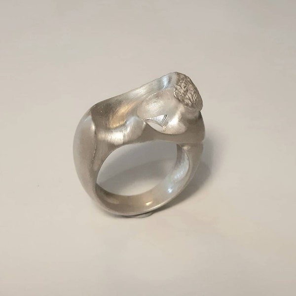 Bijoux créateur design grosse bague argent volute pièce unique fait main pour femme