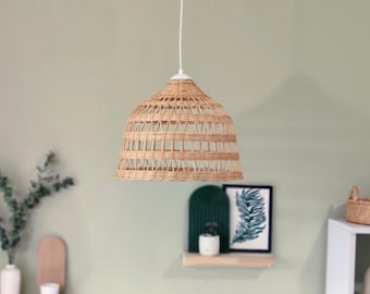 Handmade Rattan Chandelier, Natural Wicker Boho Lighting