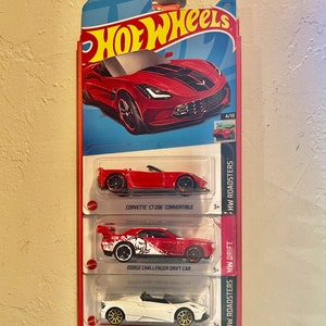 2 Custom regular hot wheel wall display/customize the writing on the display case! Kids toy display/Hot wheels Collection display!