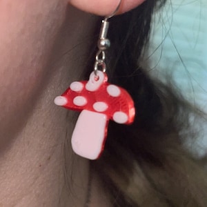Custom mini mushroom earrings 925 sterling silver (Choose any colors you want!) miniatures 3D printed