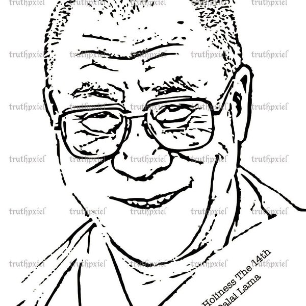 His Holiness the 14th Dalai Lama SVG and PDF instant download ready for large size print on all products. Dalai Lama svg | Dalai Lama pdf