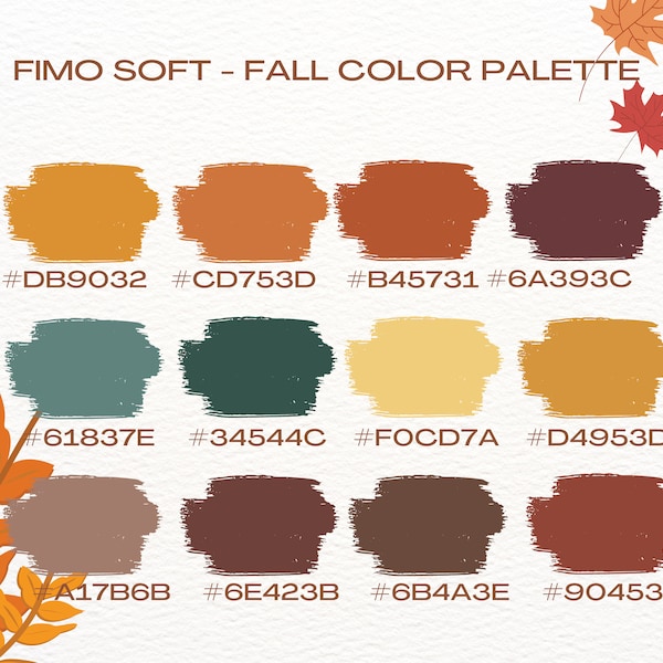 12 Fall Colors FIMO Soft Recipe for FIMO Soft Color Mixing Guide for Fimo Soft Polymer Clay Starter Kit