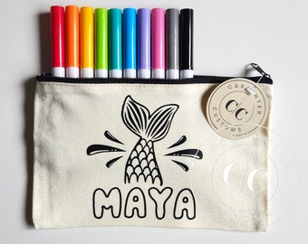 Personalized Pencil Case | Birthday Gift for Kids | Crafts for Kids | Custom Pencil Case | Color Your Own Bag Kit