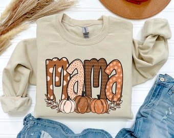 Pumpkin Mama Sweatshirt | Fall Foliage Crewneck, Cozy Autumn Gift