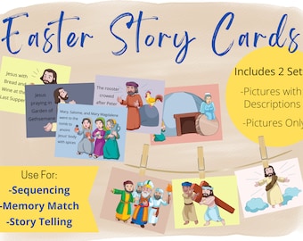 Easter Storytelling Cards | Holy Week | Jesus | Religious Christian | Resurrection | Bible Game | Christian | Sunday School | Memory Match