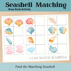 Toddler Busy Book | Ocean Activity Page | Seashell Matching | Quiet Book | Preschool Centers | Beach | Busy Binder | Learning | Printable |