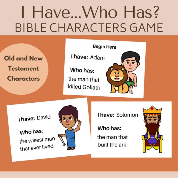 Bible Game | Bible Characters | Christian Faith | Bible Game for Kids | Old and New Testament  | Sunday School Homeschool | Have...Who Has |